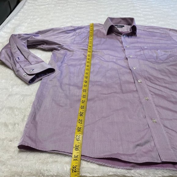 Casa Moda Shirt Men's 43 Purple Striped Cotton Long Sleeve Collared Button-Up - Picture 5 of 10